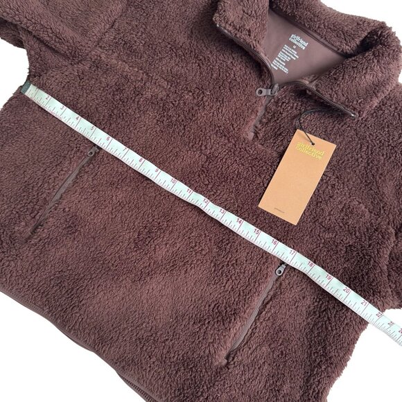 Girlfriend Collective M Half-Zip Recycled Polyester Sherpa Jacket In Cocoa new - Picture 6 of 12